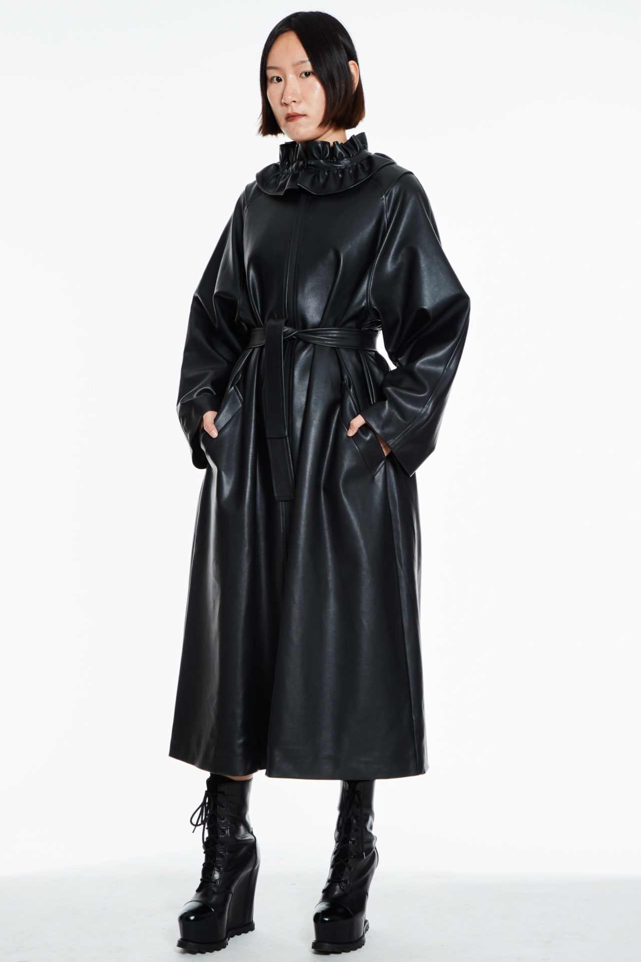 AW20-ruffledcoat-black-leather-1